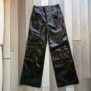 Free People Black Wide Leg Leather Pants
